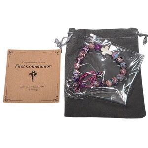 First Communion Beaded Cross Bracelet – Gift Set